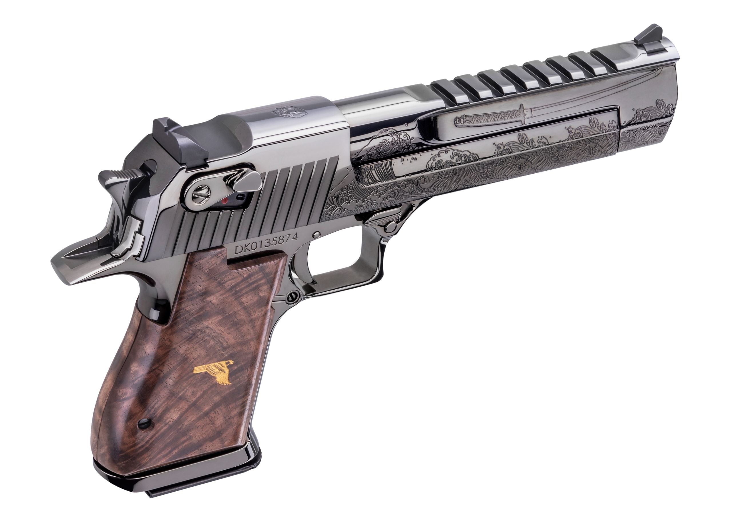 Gun pointed right and back